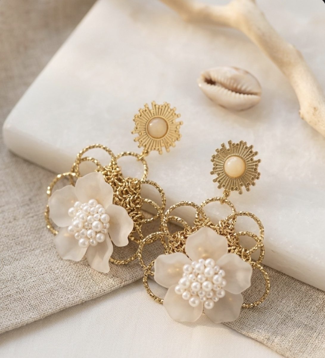 Boucles d’oreilles Perlées solaires