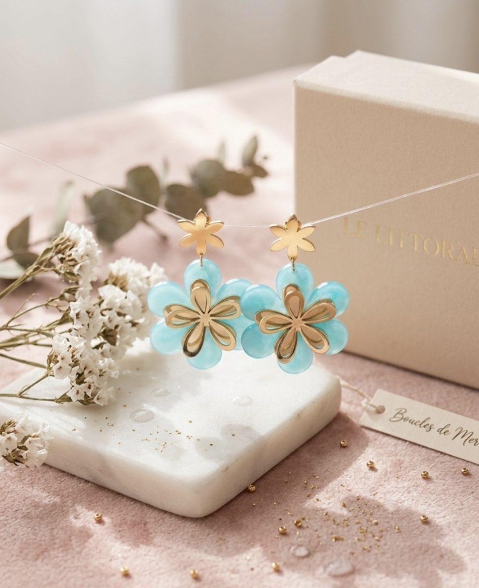 Boucles d’oreilles Hortensia Dorée