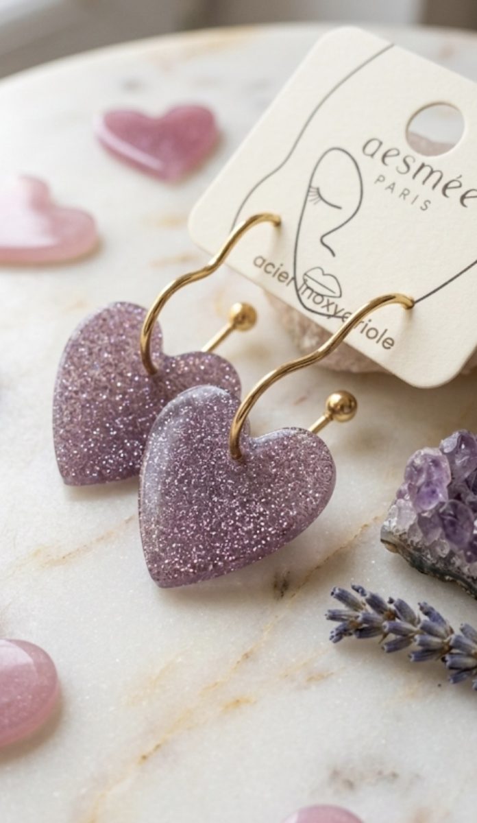 Boucles d’oreilles amour scintillant