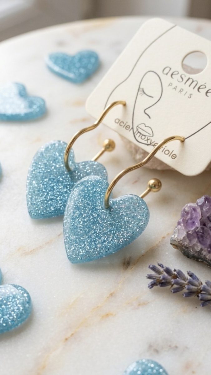 Boucles d’oreilles amour scintillant