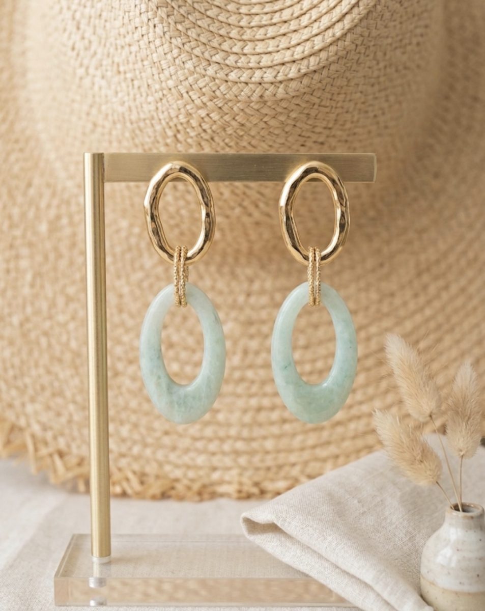 Boucles d’oreilles Néphrites ovales