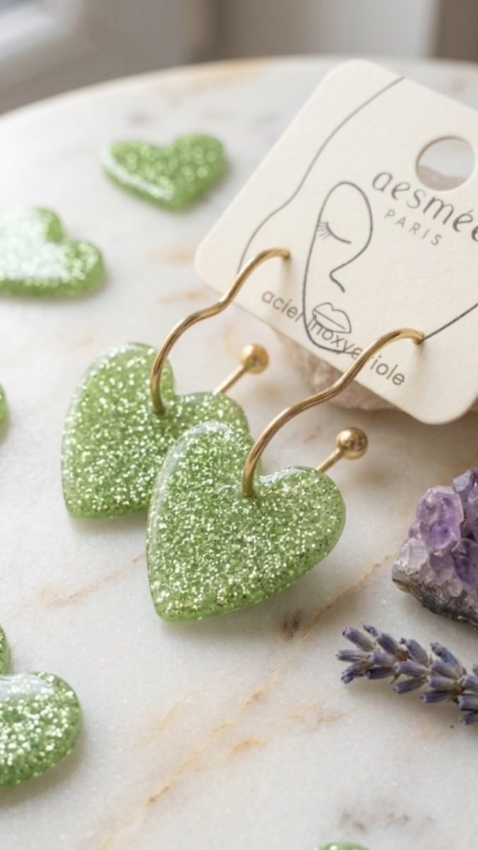 Boucles d’oreilles amour scintillant