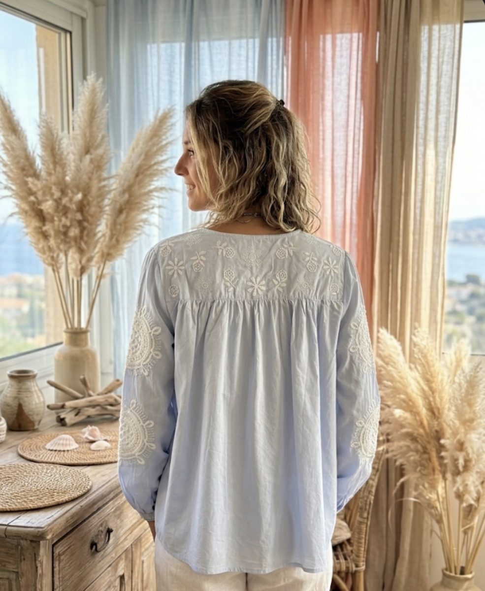 Chemise Broderies marine