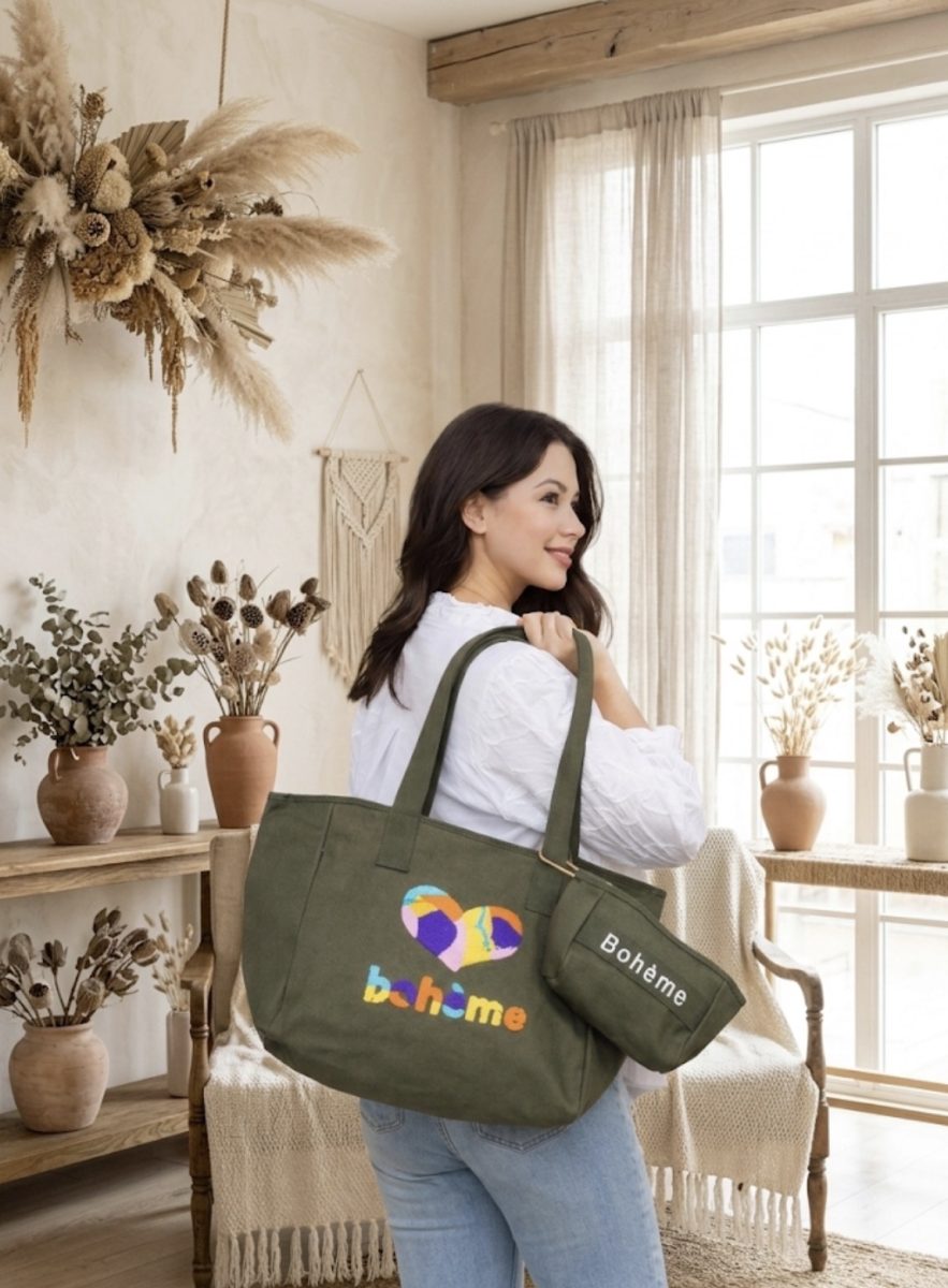 Sac à main bohème kaki