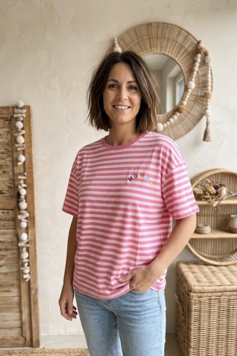 T-shirt Mommy rayé